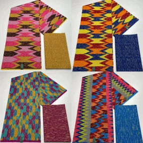 Kente Cotton African Print Wax Fabric 4 2yards Nigeria Ghana Style Sewing Dress Craft DIy