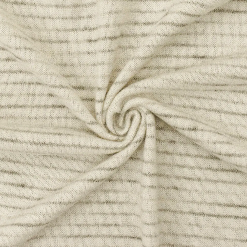 Light Beige-Gray-Multi Stripe Stretch Jersey Knit Fabric