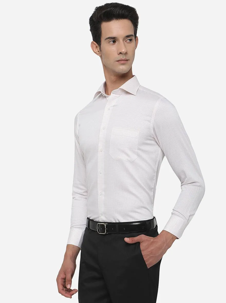 Light Pink Checked Slim Fit Formal Shirt | Metal