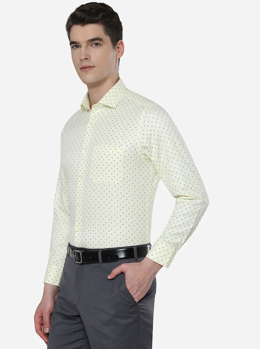 Light Yellow Printed Slim Fit Formal Shirt | Greenfibre