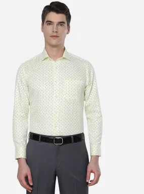 Light Yellow Printed Slim Fit Formal Shirt | Greenfibre