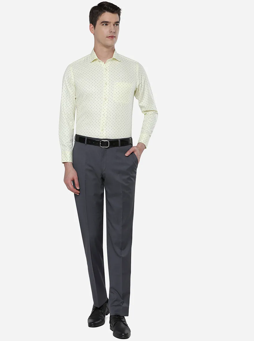 Light Yellow Printed Slim Fit Formal Shirt | Greenfibre