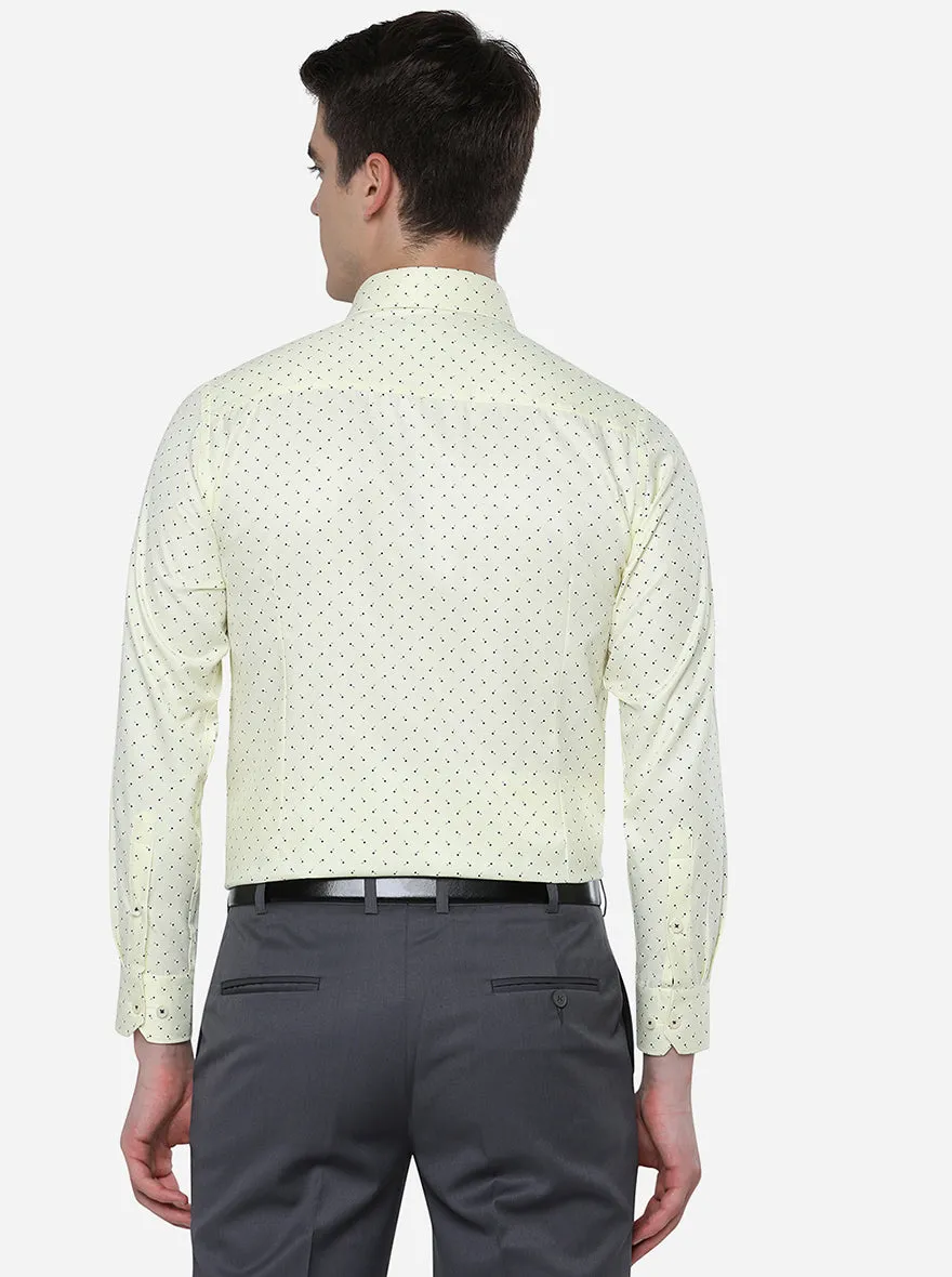 Light Yellow Printed Slim Fit Formal Shirt | Greenfibre