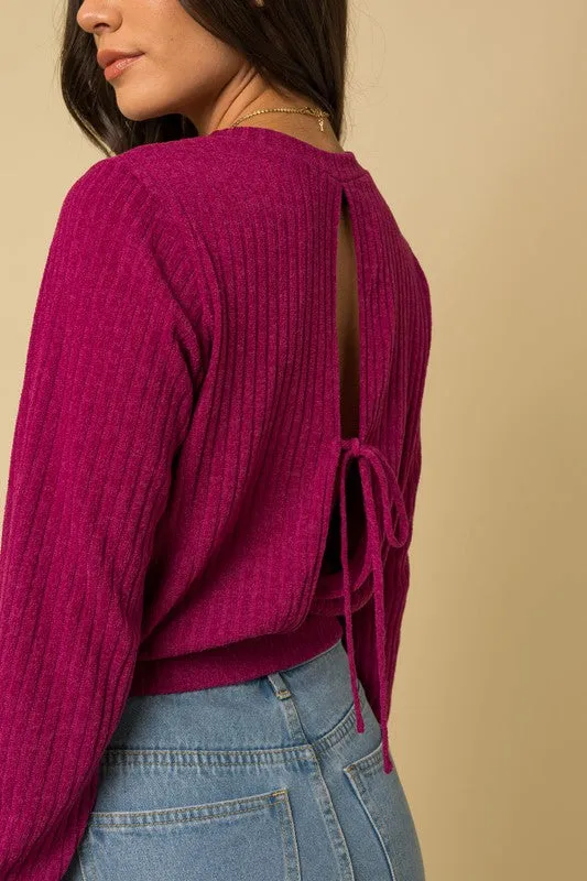 Magenta Back Open Tie Top