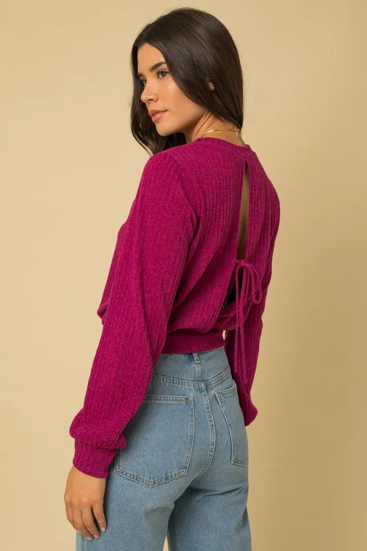 Magenta Back Open Tie Top