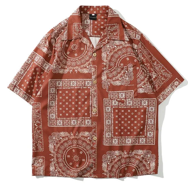 Men's Coat  Men Torrid Zone Hawaii Holiday Style Short Sleeve Plant Printed Shirt  Man Shirt Top Design Shirt Brand Shirt