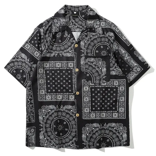 Men's Coat  Men Torrid Zone Hawaii Holiday Style Short Sleeve Plant Printed Shirt  Man Shirt Top Design Shirt Brand Shirt