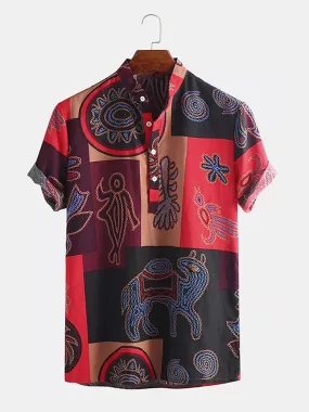 Mens Vintage Print Short Sleeve Shirts SKUB81523