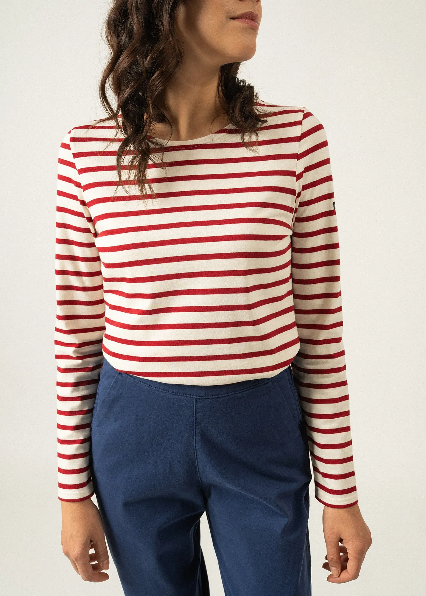 Minquidame striped sailor shirt - regular fit, in light cotton (ECRU/PERSAN)