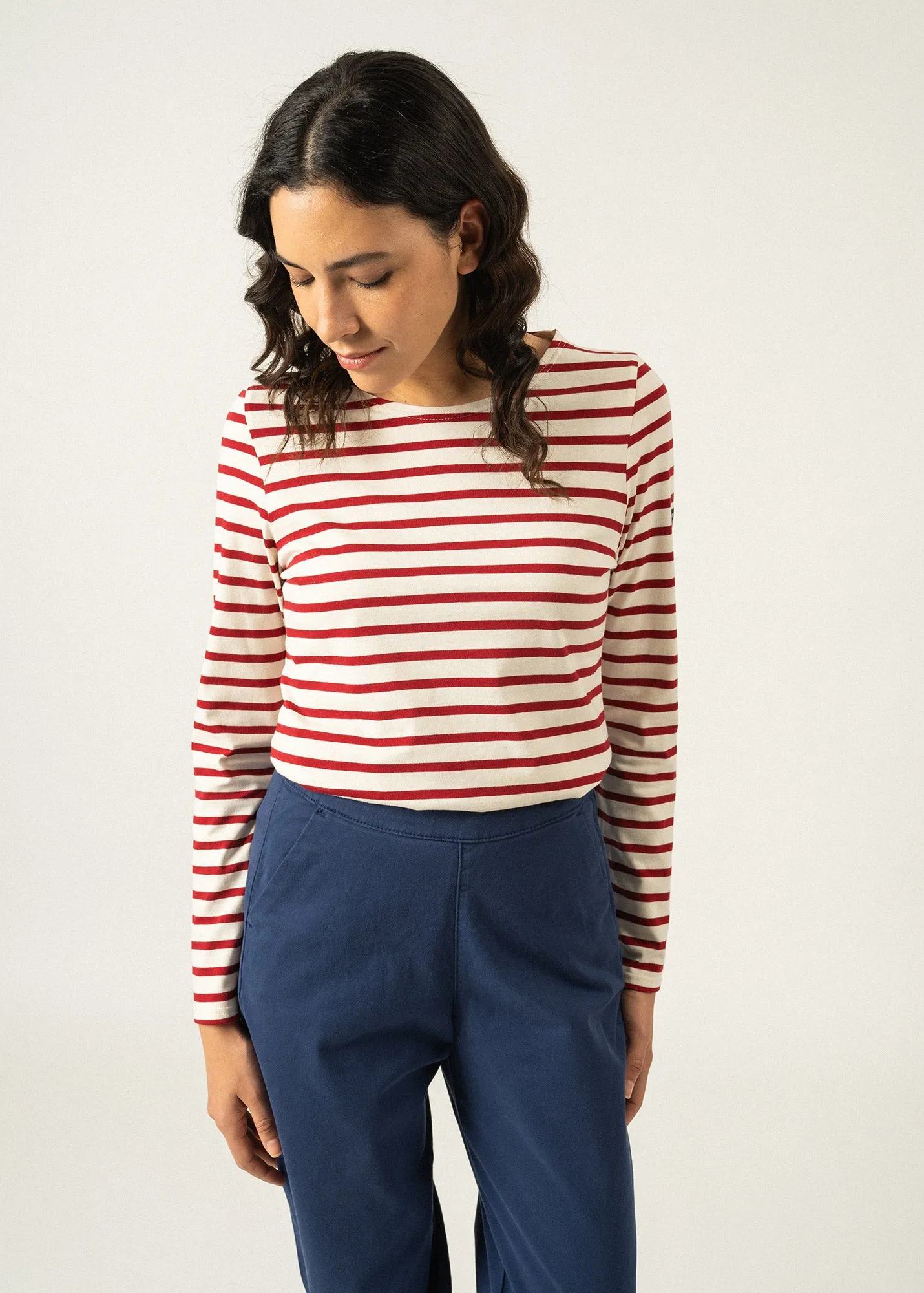 Minquidame striped sailor shirt - regular fit, in light cotton (ECRU/PERSAN)