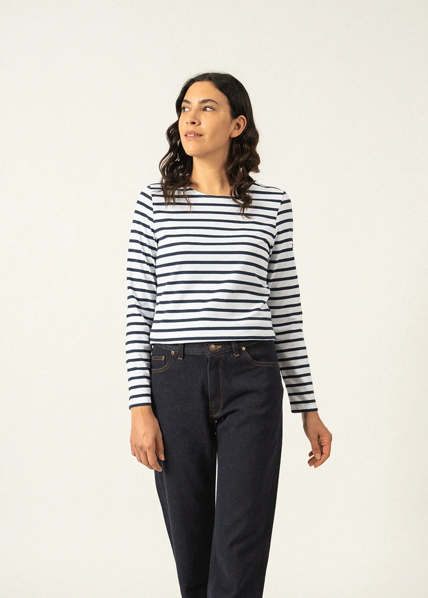 Minquidame striped sailor shirt - regular fit, in light cotton (NEIGE/MARINE)