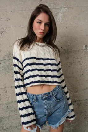 Nautical Chic Striped Sweater Ivory Multi