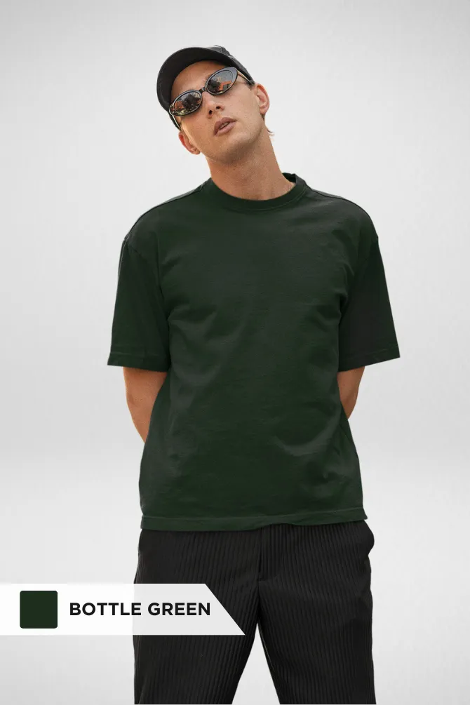 Pack Of 3 Oversized T-Shirts Olive Green Maroon and Bottle green for Men