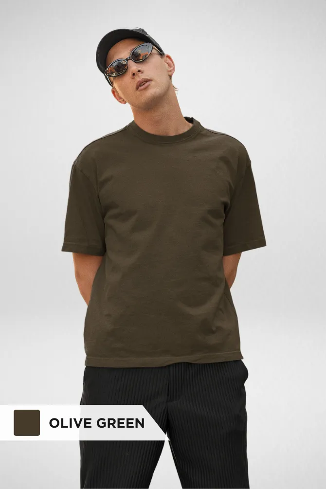 Pack Of 3 Oversized T-Shirts Olive Green Maroon and Bottle green for Men