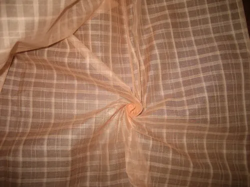 Peach color Cotton Organdy Plaids~Width 44&quot;