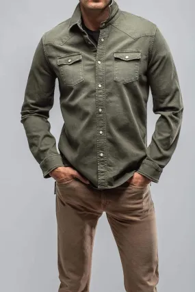 Ranger Colored Denim Snap Shirt In Army