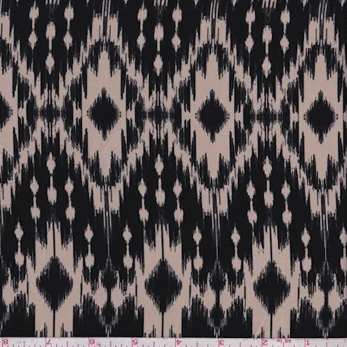 Sand/Black Diamond Ikat Challis Fabric