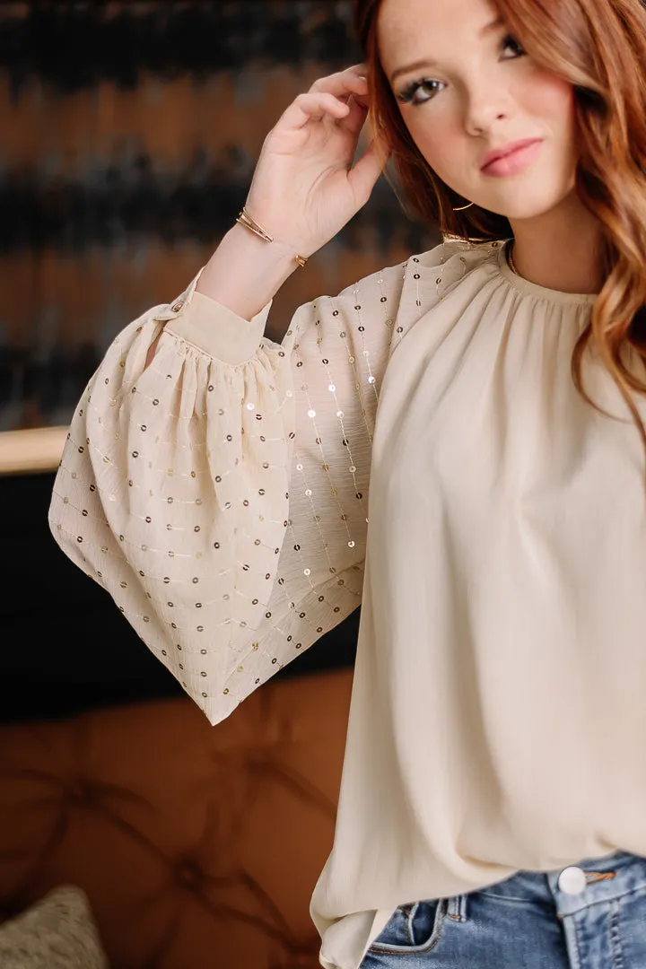 Sequin Sweetie Balloon Sleeve Top