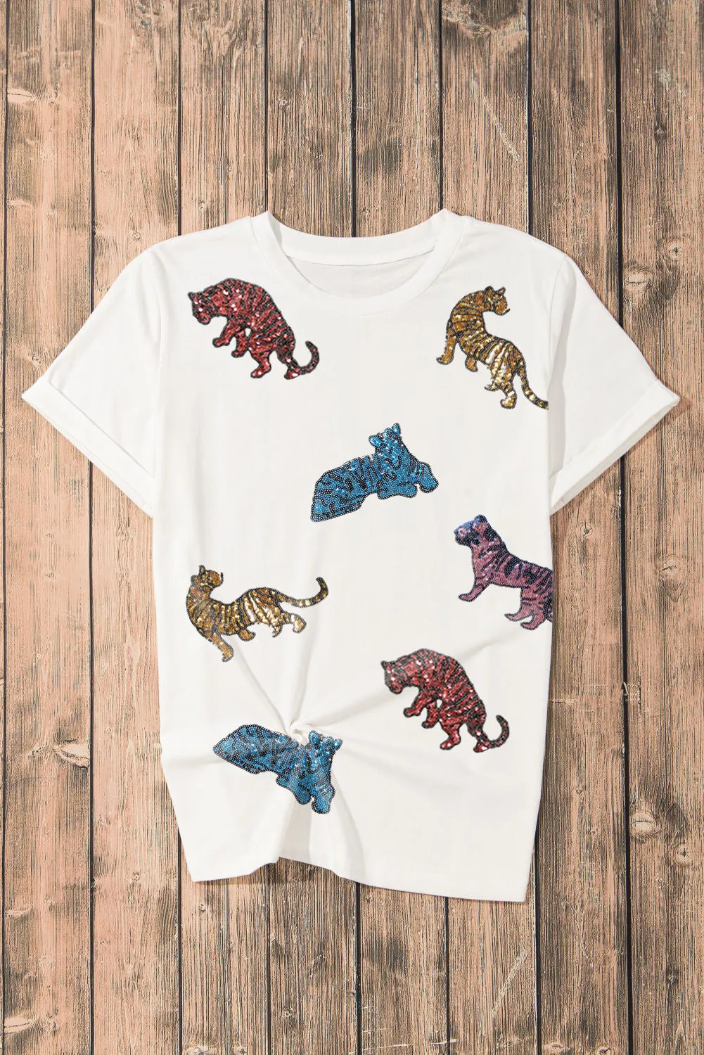 Shiny Tiger Patch Graphic Summer T-shirt