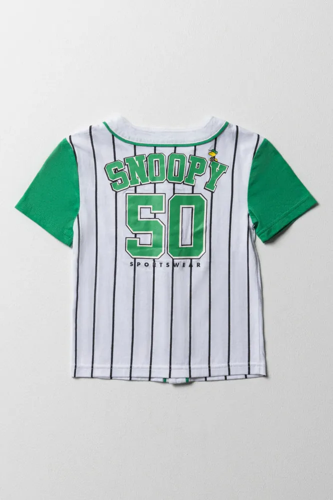 Snoopy Baseball T-Shirt White And Green