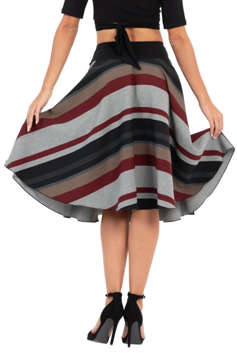 Striped Full Swing Flowing Skirt