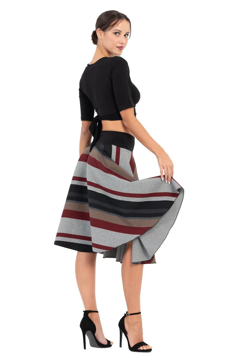 Striped Full Swing Flowing Skirt