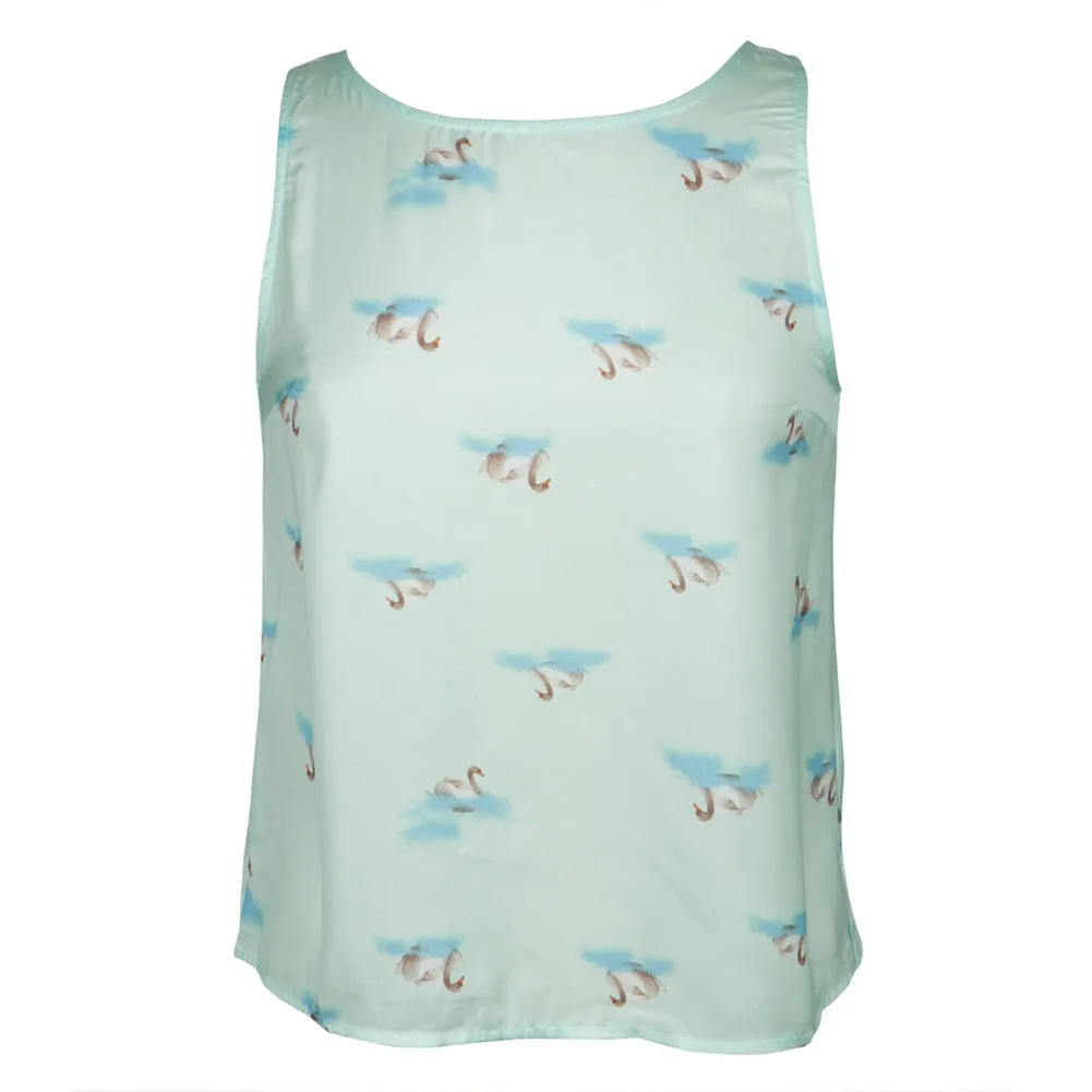 Swan Print Open Back Women's Tank Top