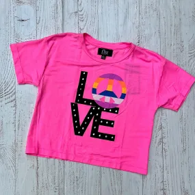 Tween Tops | Tee: LOVE- Neon Pink | Flowers by Zoe