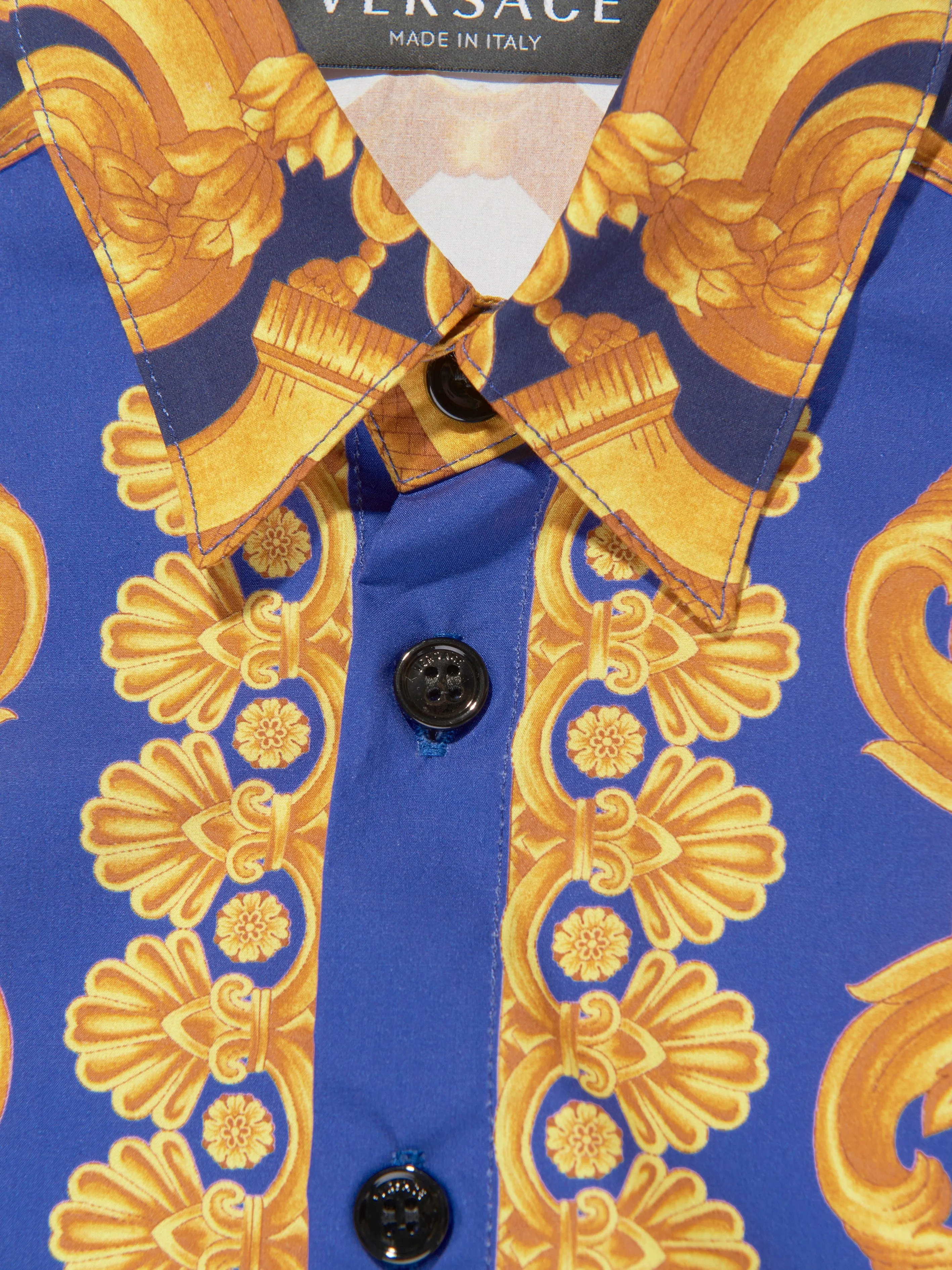 Versace Boys Barocco Shirt in Blue