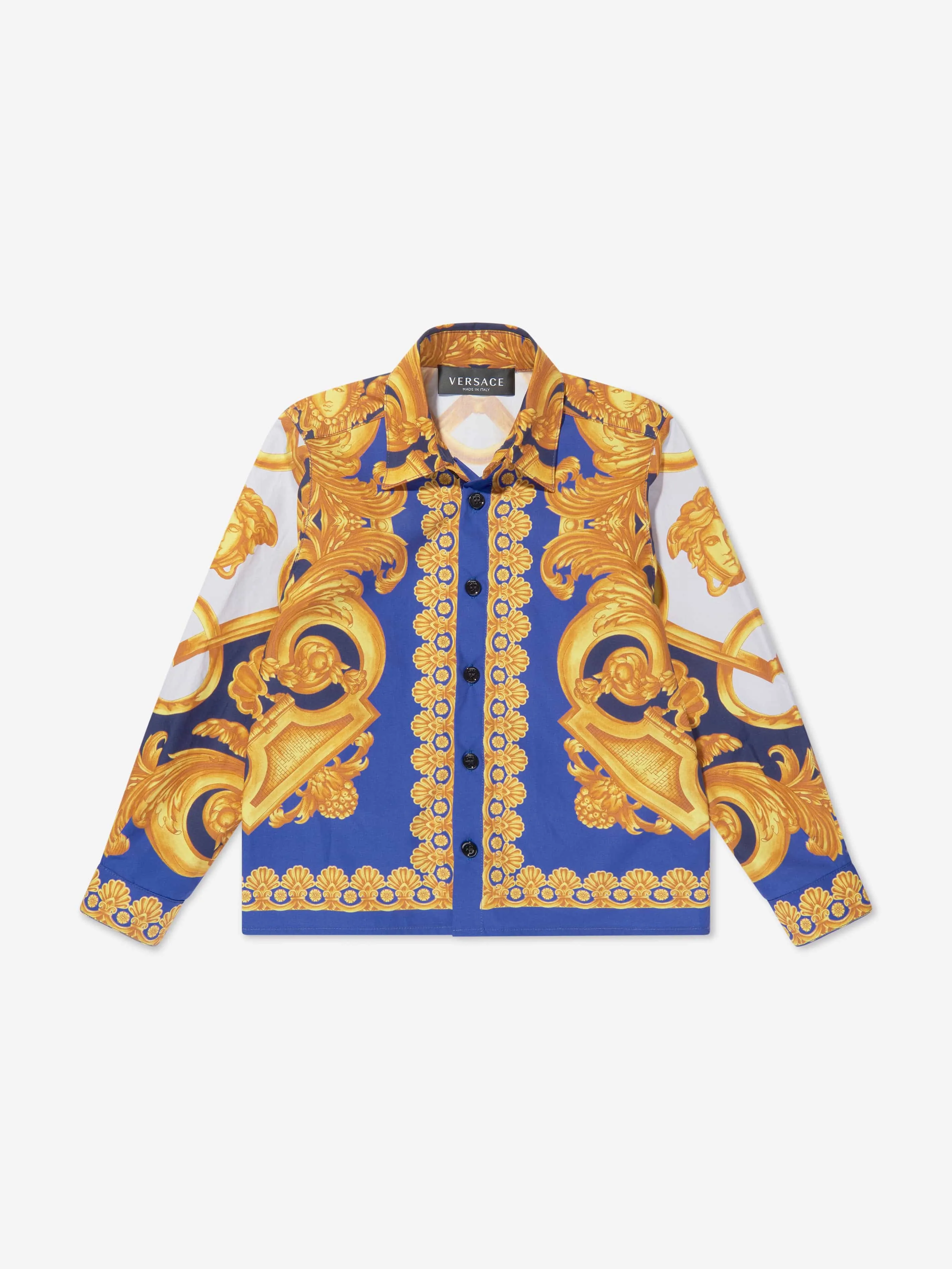 Versace Boys Barocco Shirt in Blue