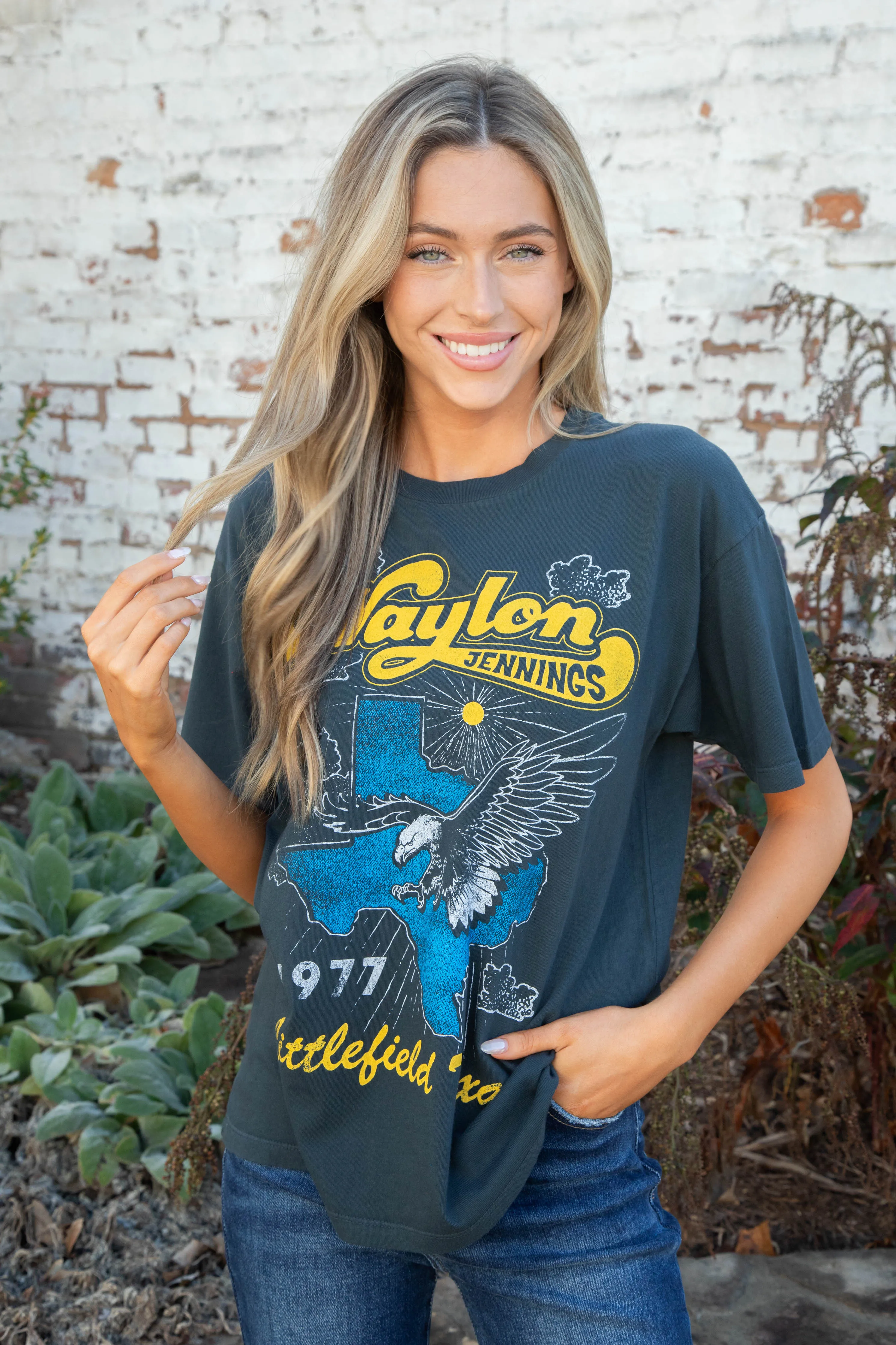 Waylon Jennings Littlefield TX Tee, Vintage Black | Daydreamer