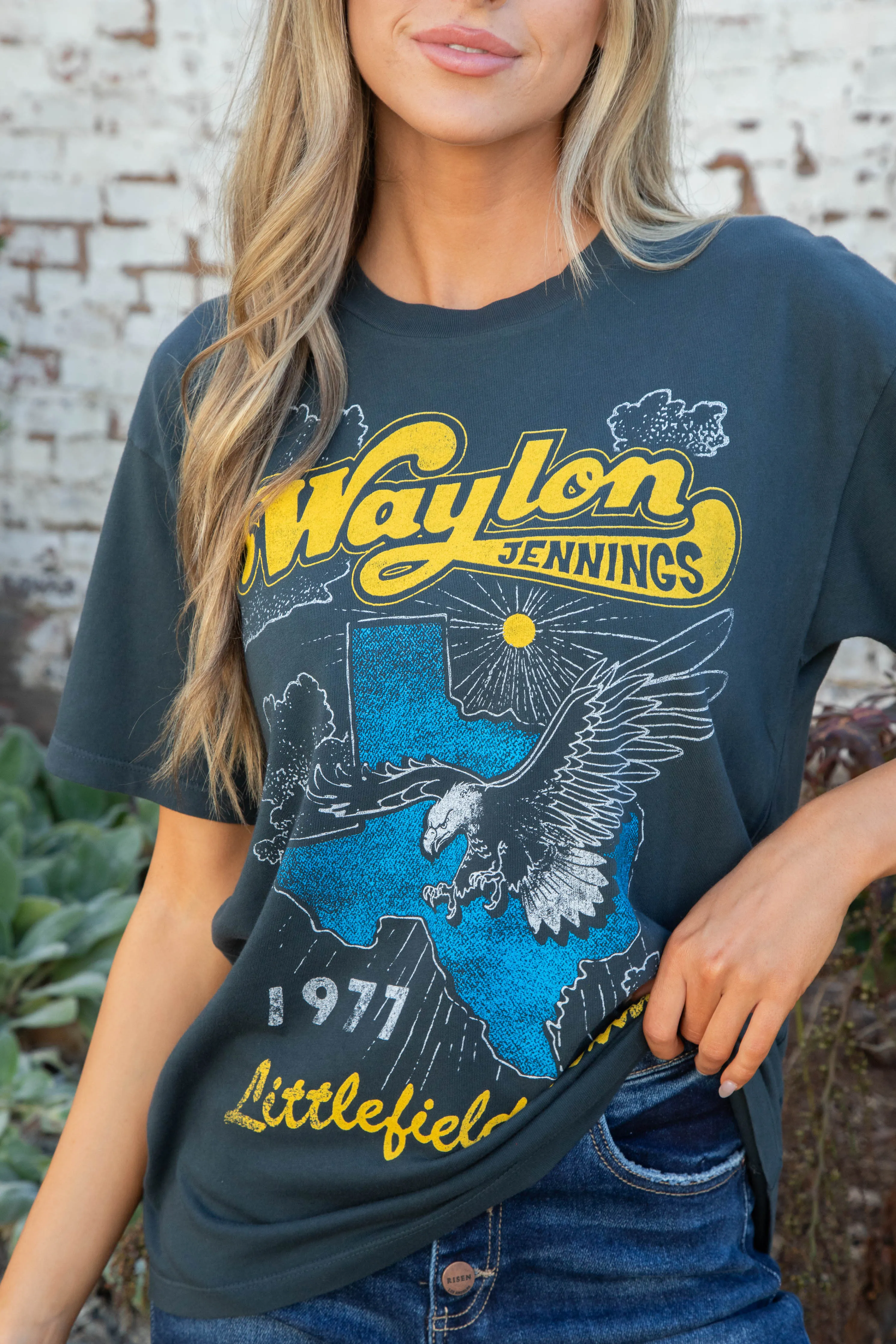 Waylon Jennings Littlefield TX Tee, Vintage Black | Daydreamer