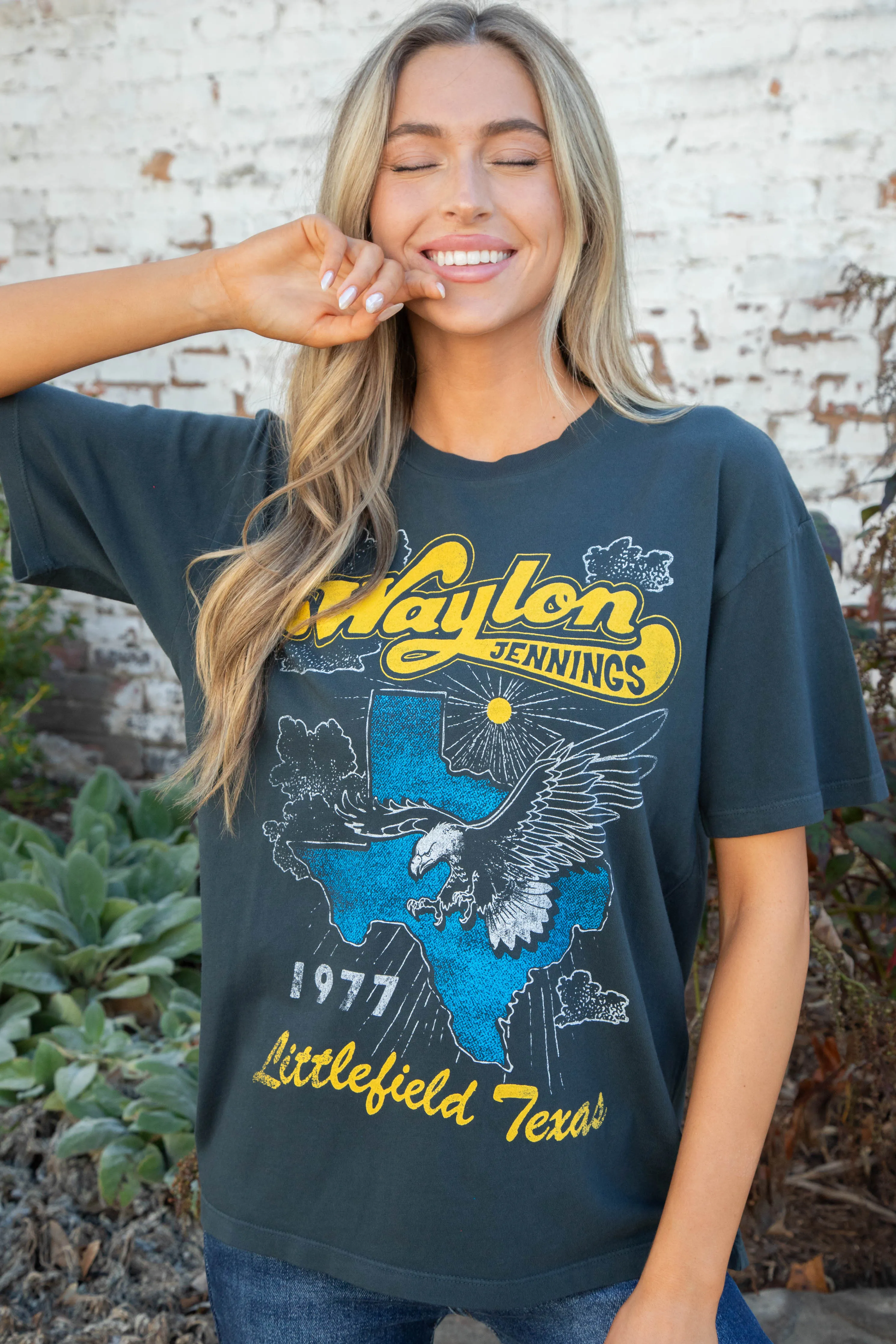 Waylon Jennings Littlefield TX Tee, Vintage Black | Daydreamer