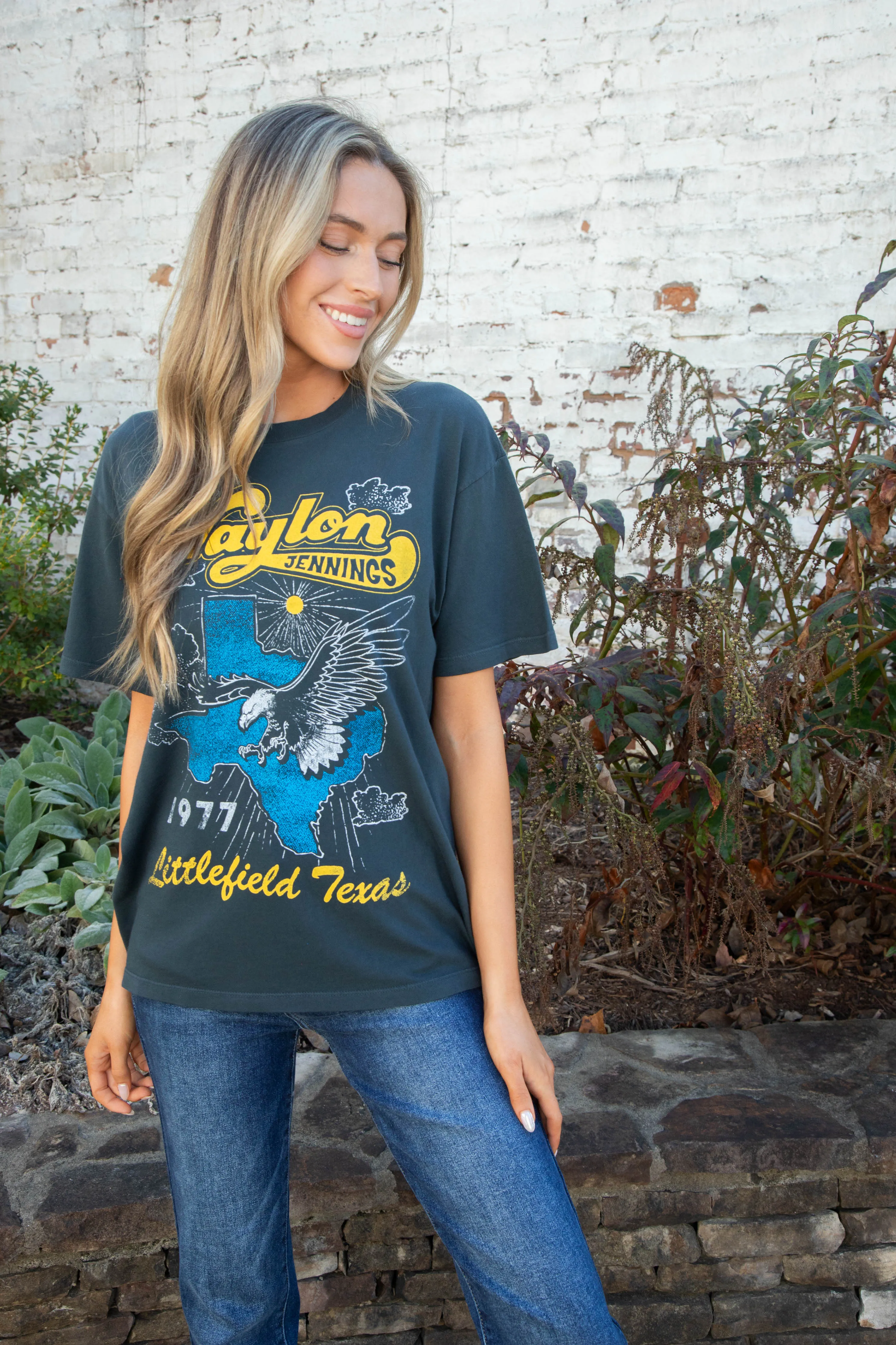 Waylon Jennings Littlefield TX Tee, Vintage Black | Daydreamer