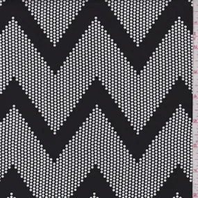 White/Black Dotted Chevron Challis Fabric