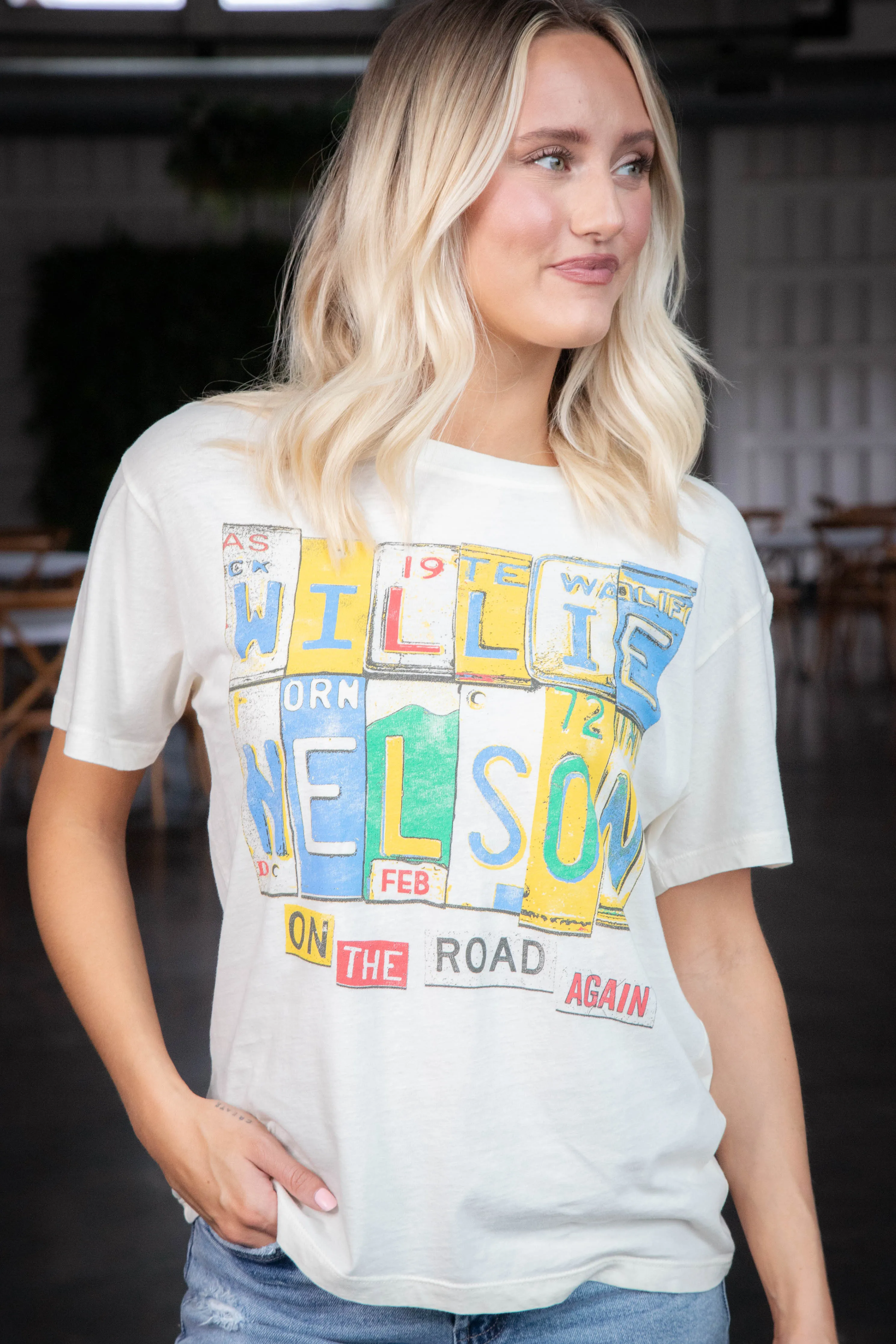 Willie Nelson On the Road Again Tee, Stone Vintage | Daydreamer