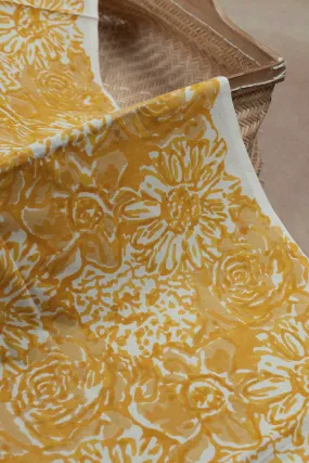 Yellow Garden Sanganeri Cotton Fabric - 0.7m